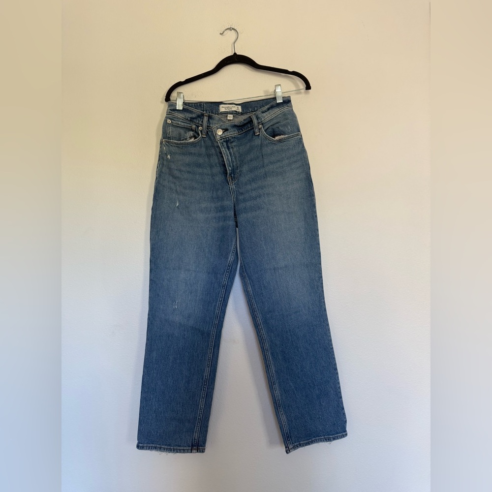 Abercrombie & Fitch curve love 90s Straight ultra high rise Leg Blue Jeans